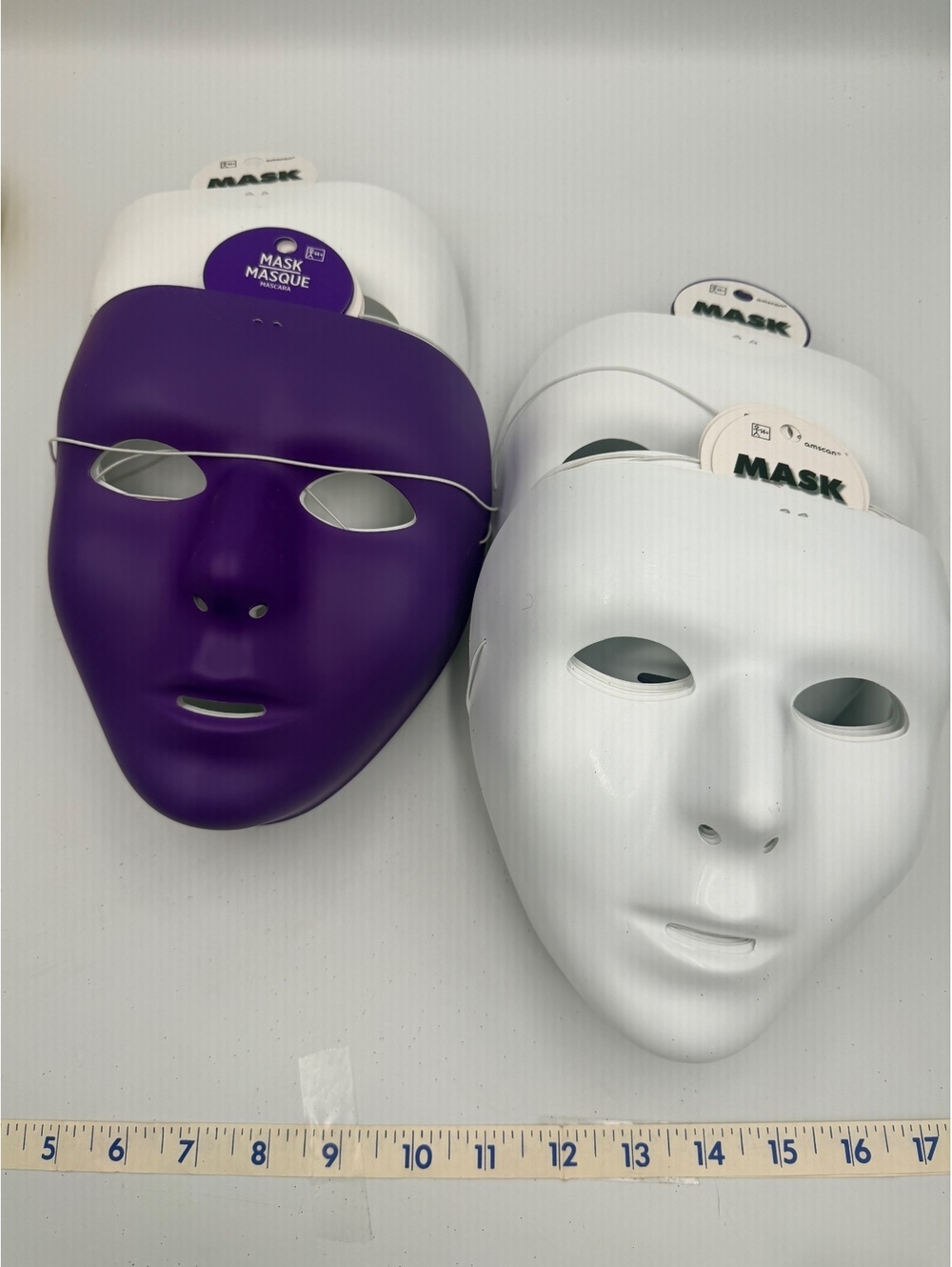 Lot of 13 New Amscan Adult Face Masks in White and Purple - Set of 6